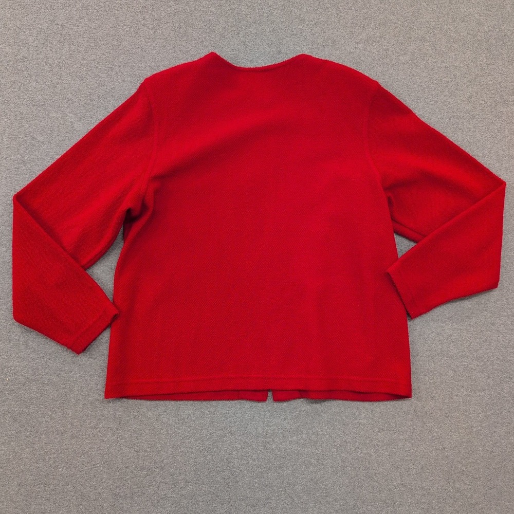 Cathy Daniels Red Knit Embroidered Zip Front Cardigan Women's Size Large - Picture 4 of 4
